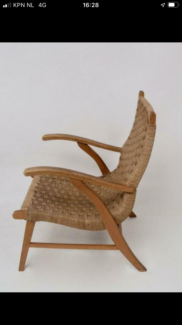 Rope cord rush armchair by Bas van Pelt for Vroom & Dreesman, ca 1950s