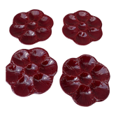 4 oyster plates in vintage red glazed ceramic slip and collector