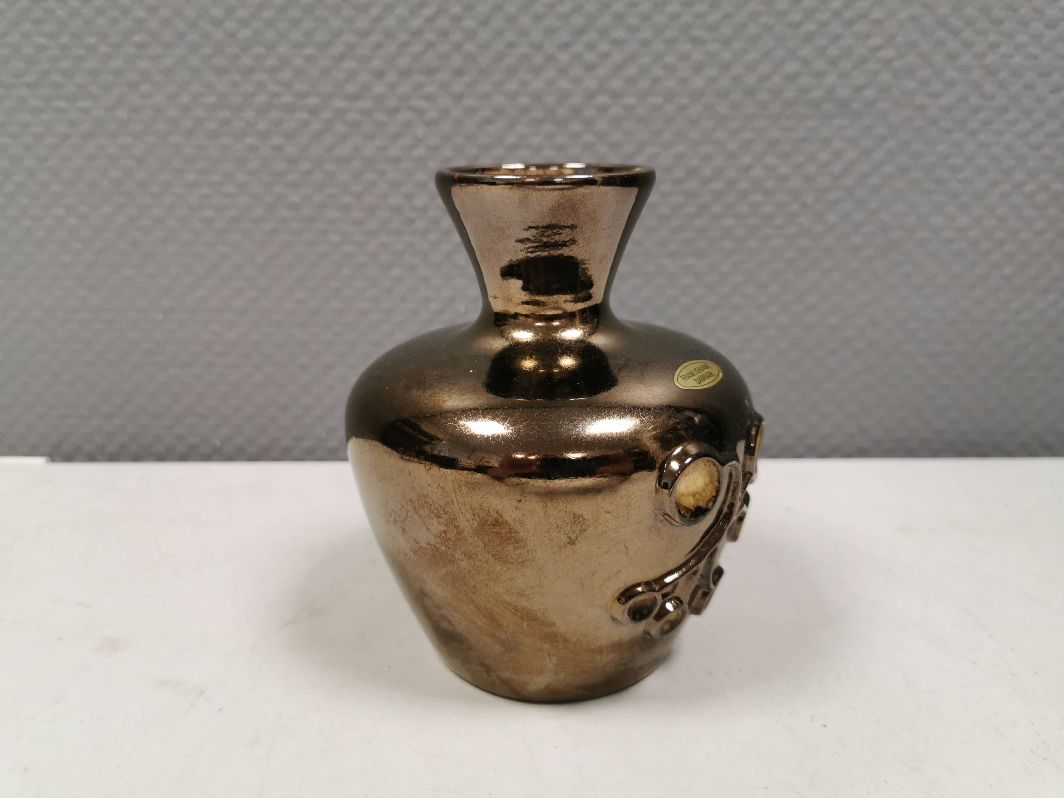 Ceramic vase with metal glaze from Frank ceramics Denmark 1970-80s.