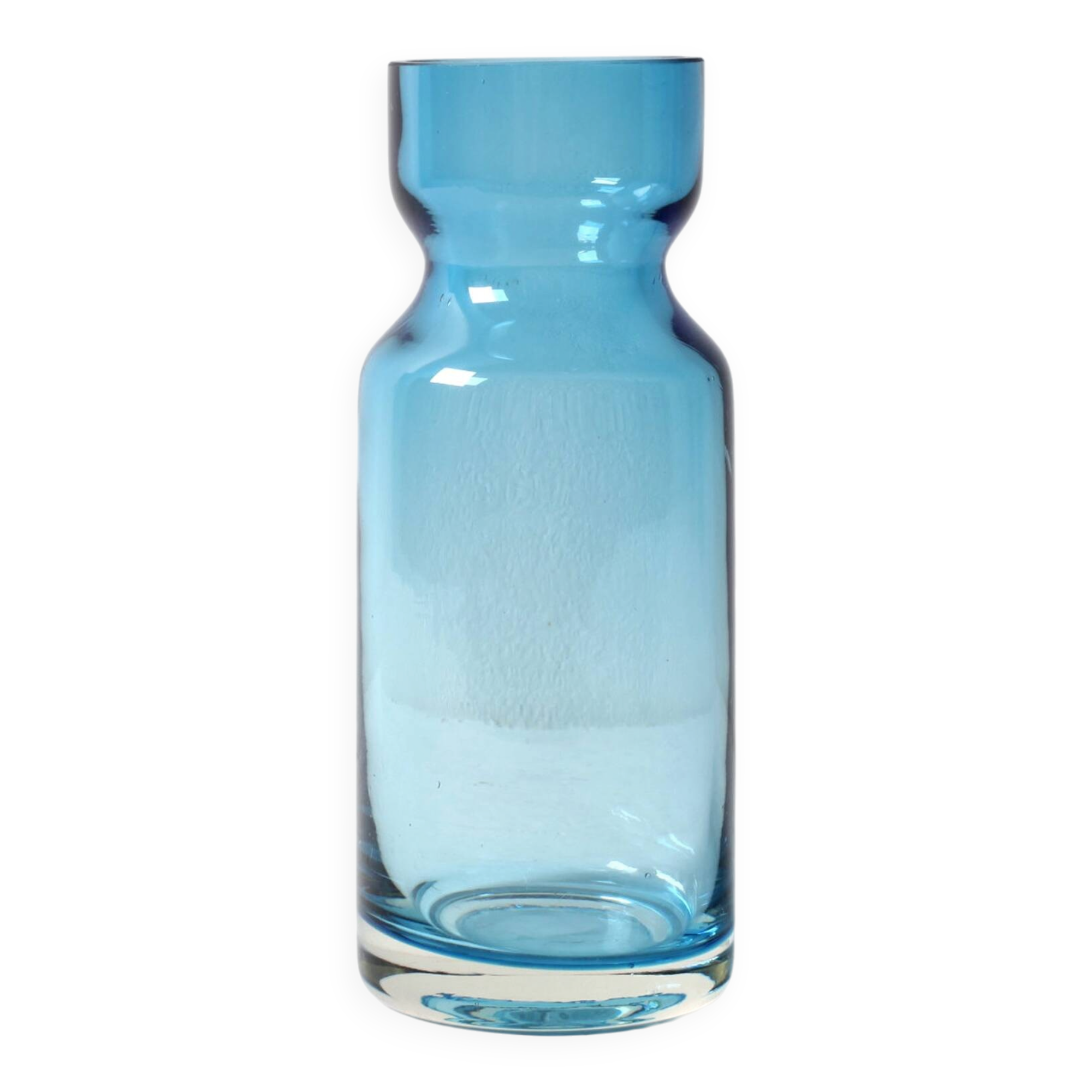 Small Vintage Blue Glass Vase / Mid-century Stylish Vase / Sweden / 1980s