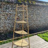 Étagère d angle style Audoux Minnet en rotin vintage 1950
