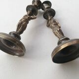 Pair of bronze candle holders
