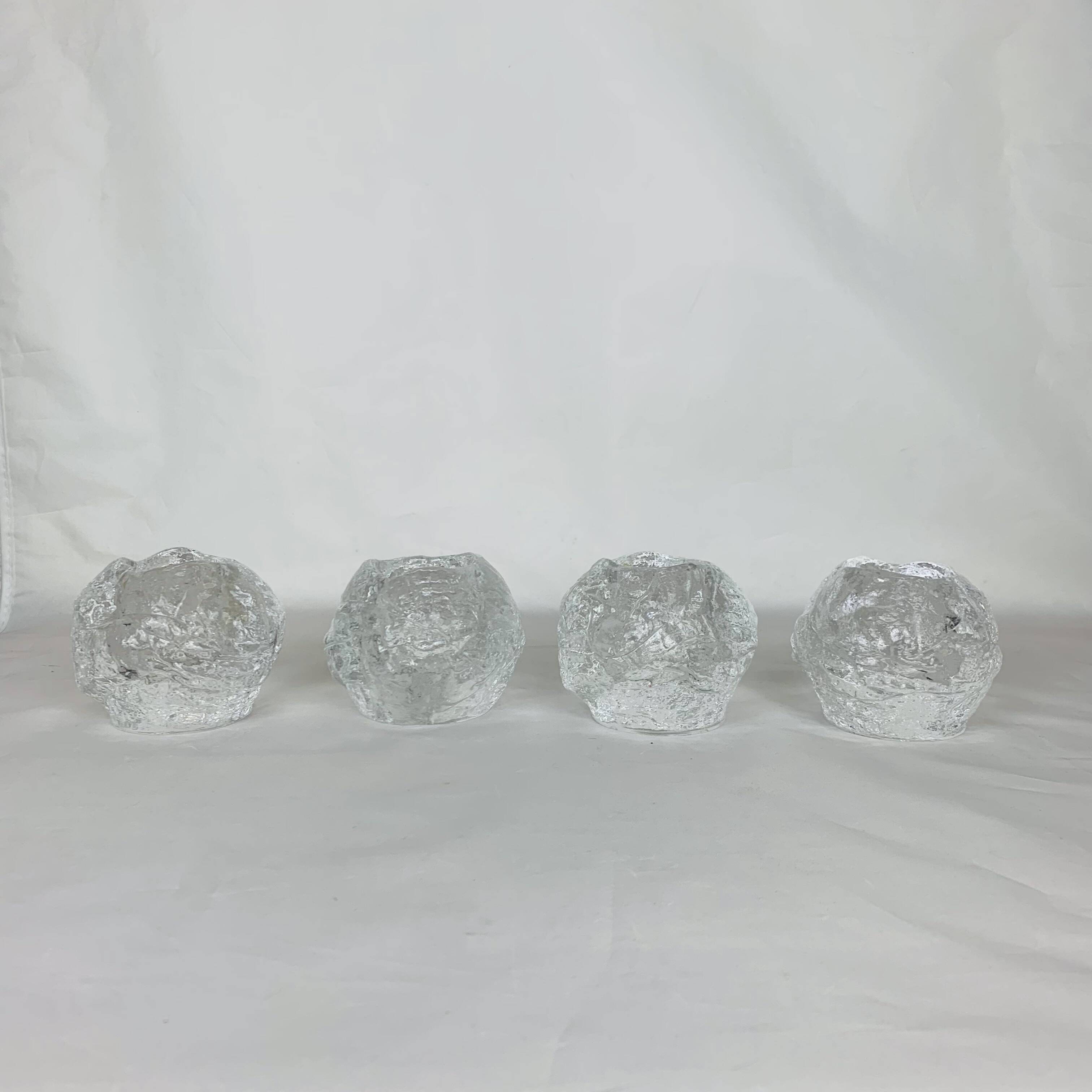 4 Kosta Boda candle holders model Snowball by Ann Wärff