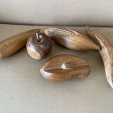 Lot of carved wooden fruits