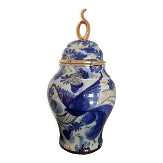 White and blue potiche bequet quaregnon
