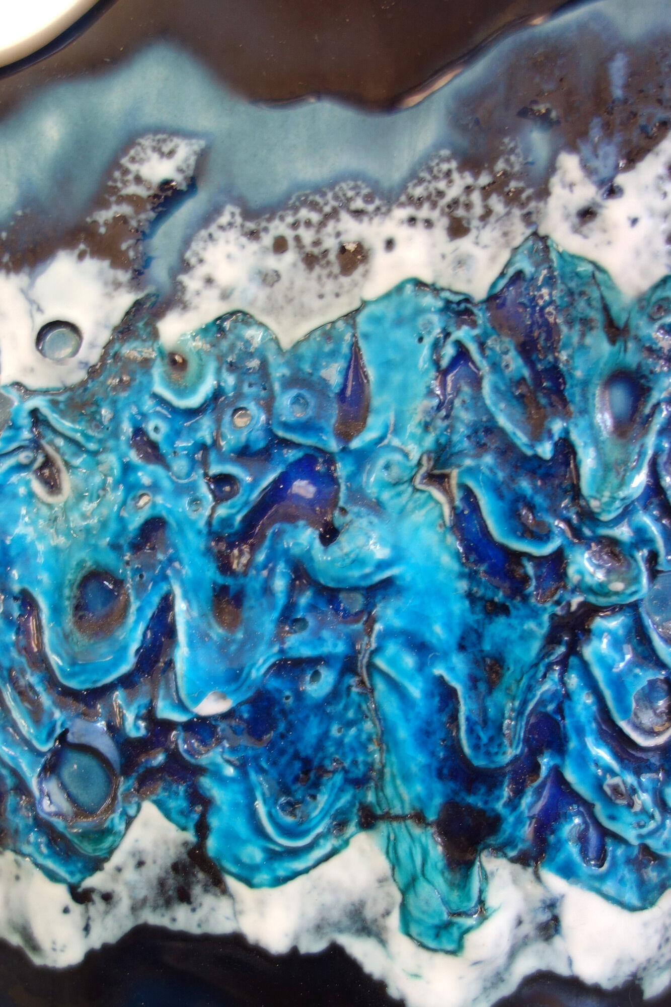Blue vase fat lava Vallauris sea foam décor 70s