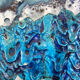 Blue vase fat lava Vallauris sea foam décor 70s