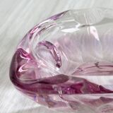 Petit cendrier vintage en verre rose translucide