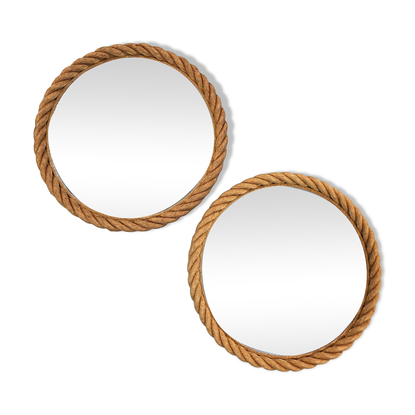 Pair of rope mirrors by Audoux Minet from the 1950s/60s.