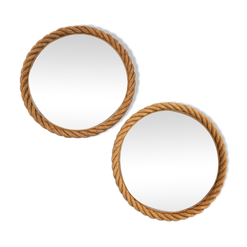 Paire miroirs en corde Audoux Minet années 50 / 60