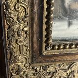 Small antique fireplace mirror – gilded stucco – Napoleon III