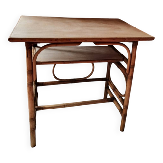 Vintage restored rattan desk table