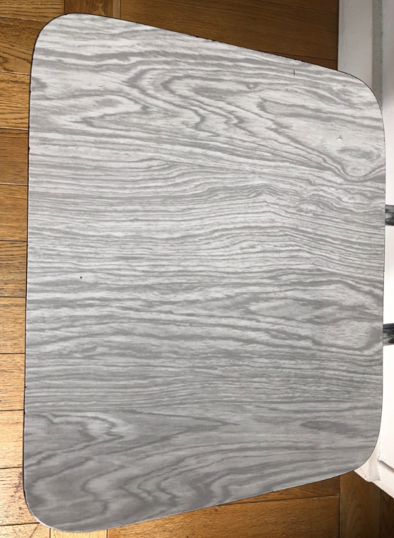 White and grey Formica chairs