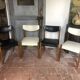 Set of 4 wooden and black and white imitation leather chairs, Scandinavian chair