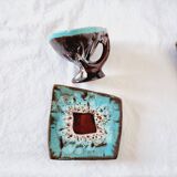 Impressionnant service à café français en céramique de Vallauris, design de style milieu du siècle