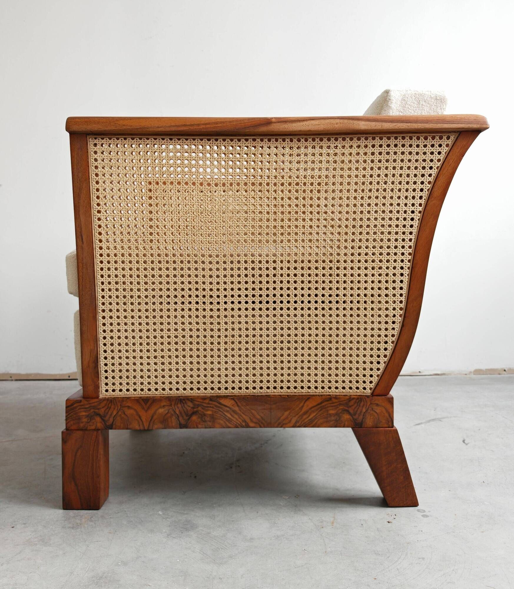 Art Deco club chair in walnut and cane, Austria 1920s