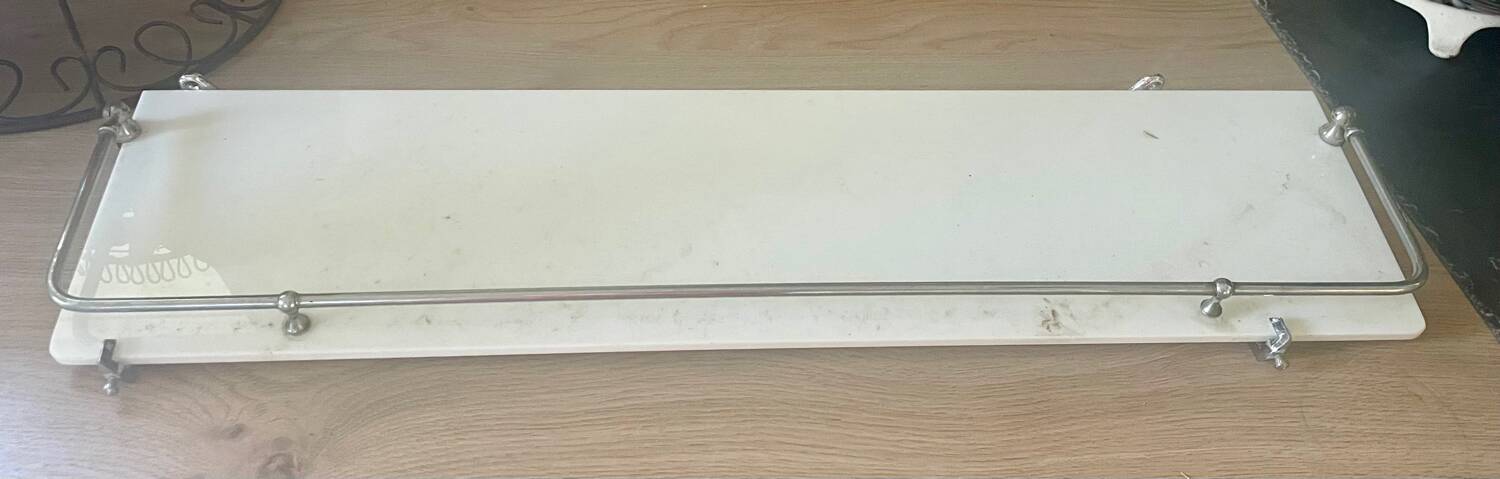 White glass and chrome wall shelf 60cm
