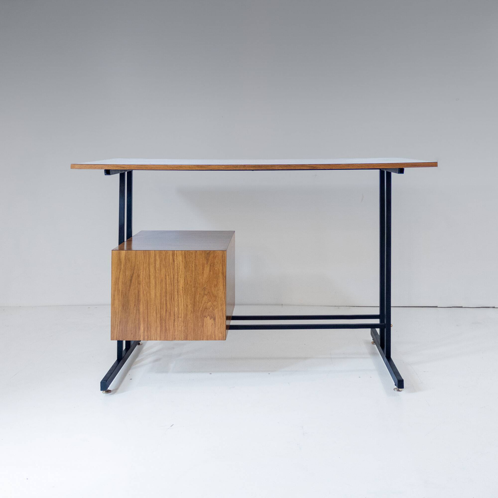 Mid- Century Modern Writing Desk, Brass and Metal, Italy 1960s