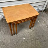 3 wooden nesting tables, 50s-60s
