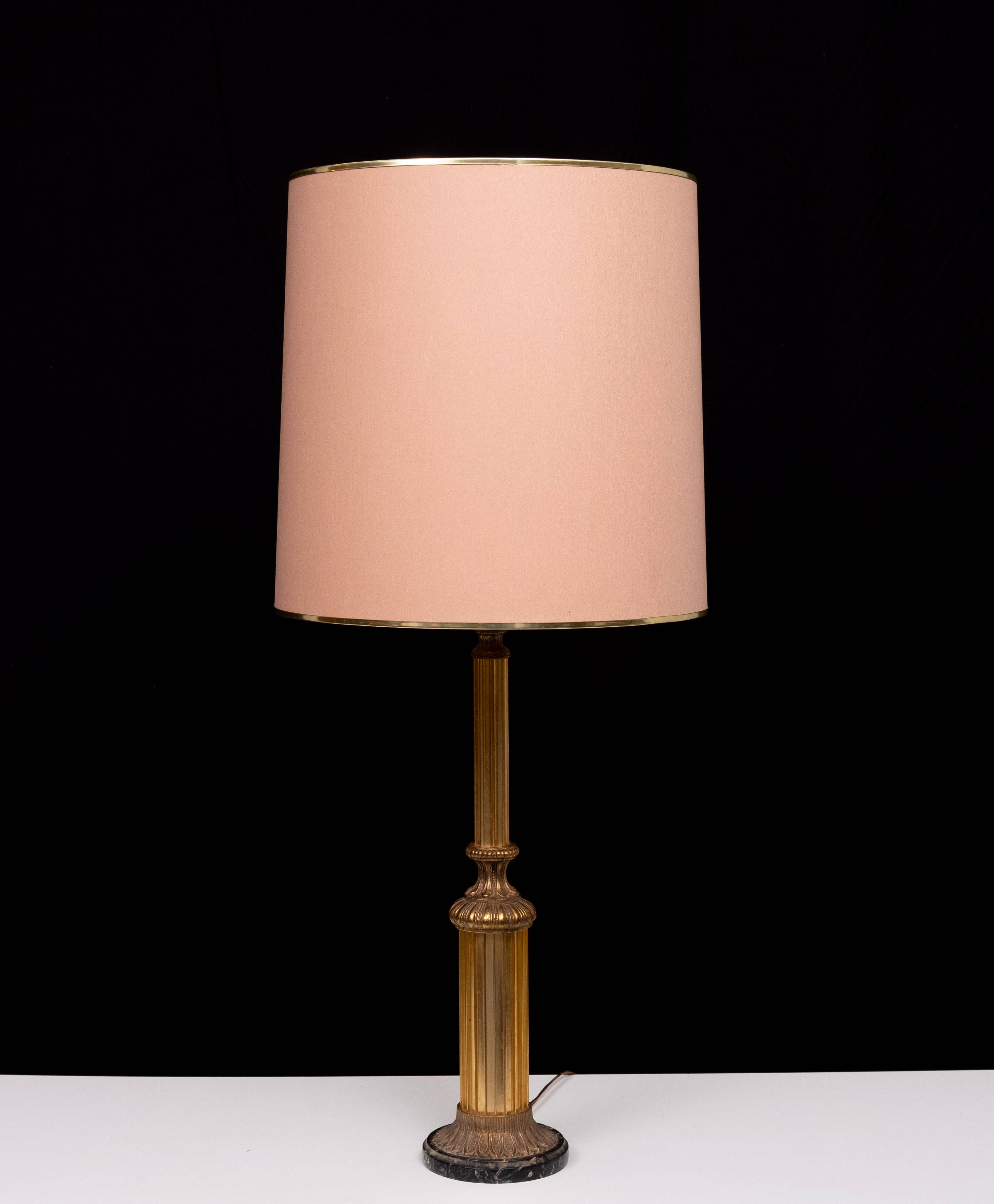 Hollywood Regency Gilded Brass Table lamp 1970s France