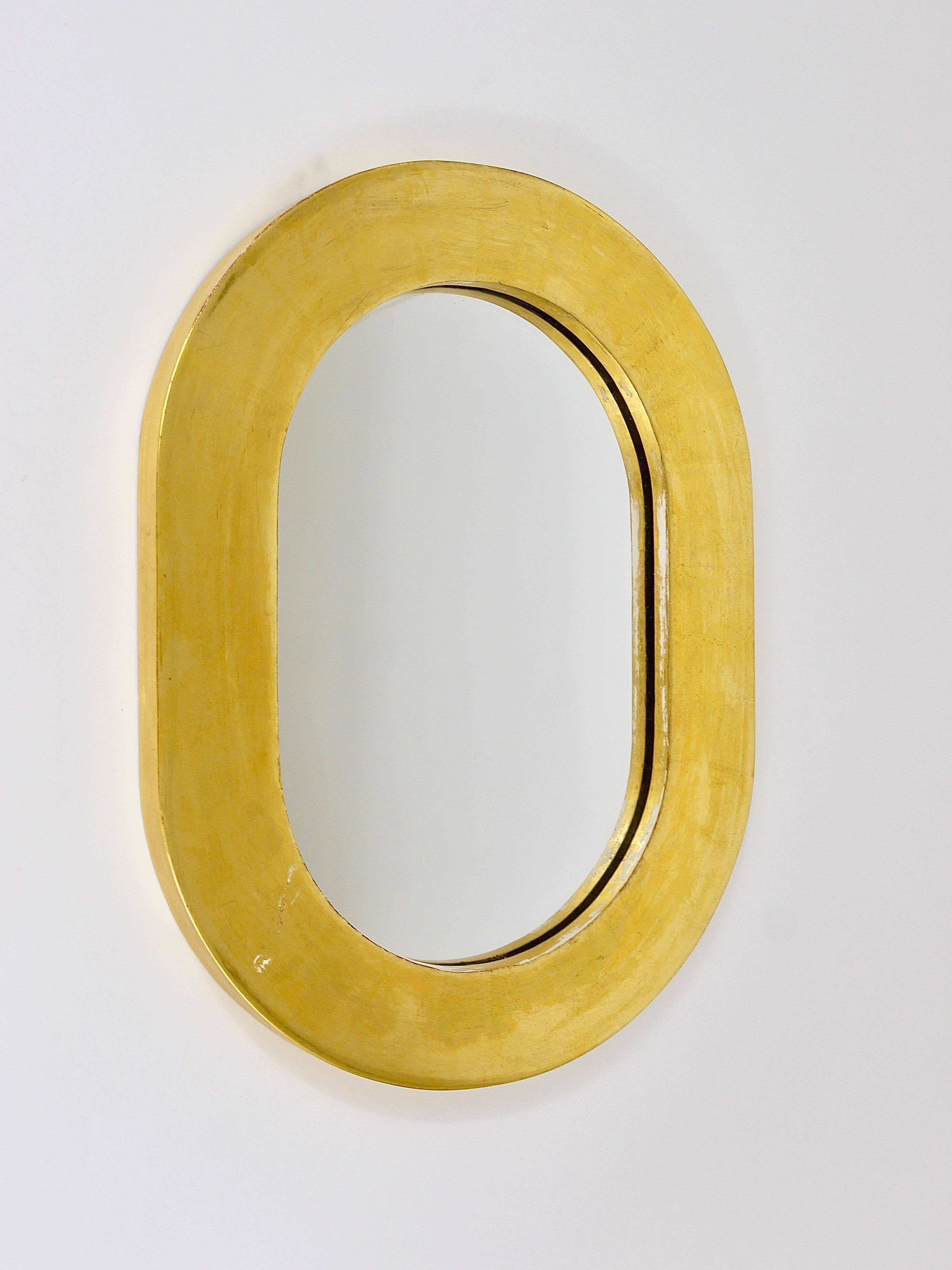 Miroir mural moderne autrichien plaqué or Carl Aubock, 1960s