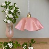Vintage lampshade pendant light in pink opaline