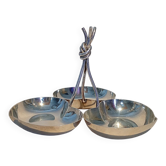 Centre de table en argent sterling (925) avec 3 feuilles de nénuphar, 422 grammes