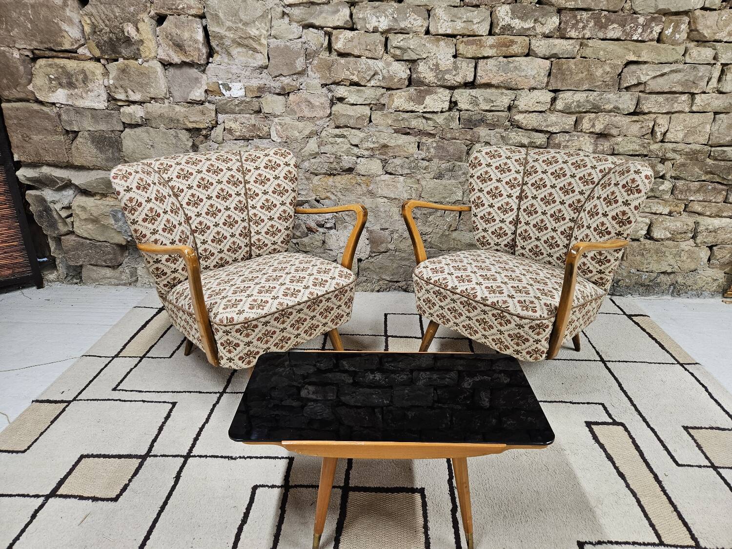 Pair of 1960 flowered armchairs