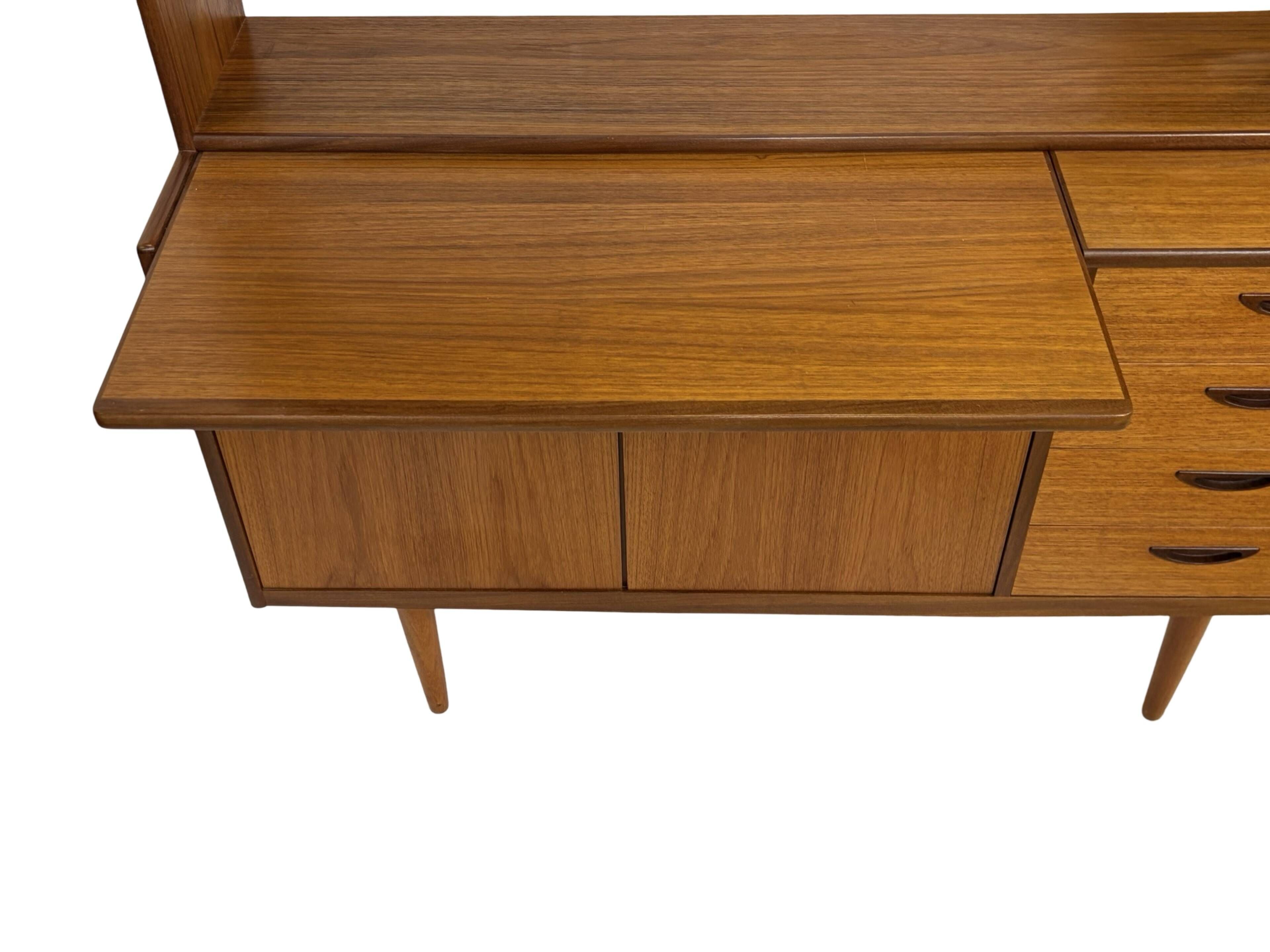 Vintage teak wall cabinet bookcase workplace Danish Design 60's
