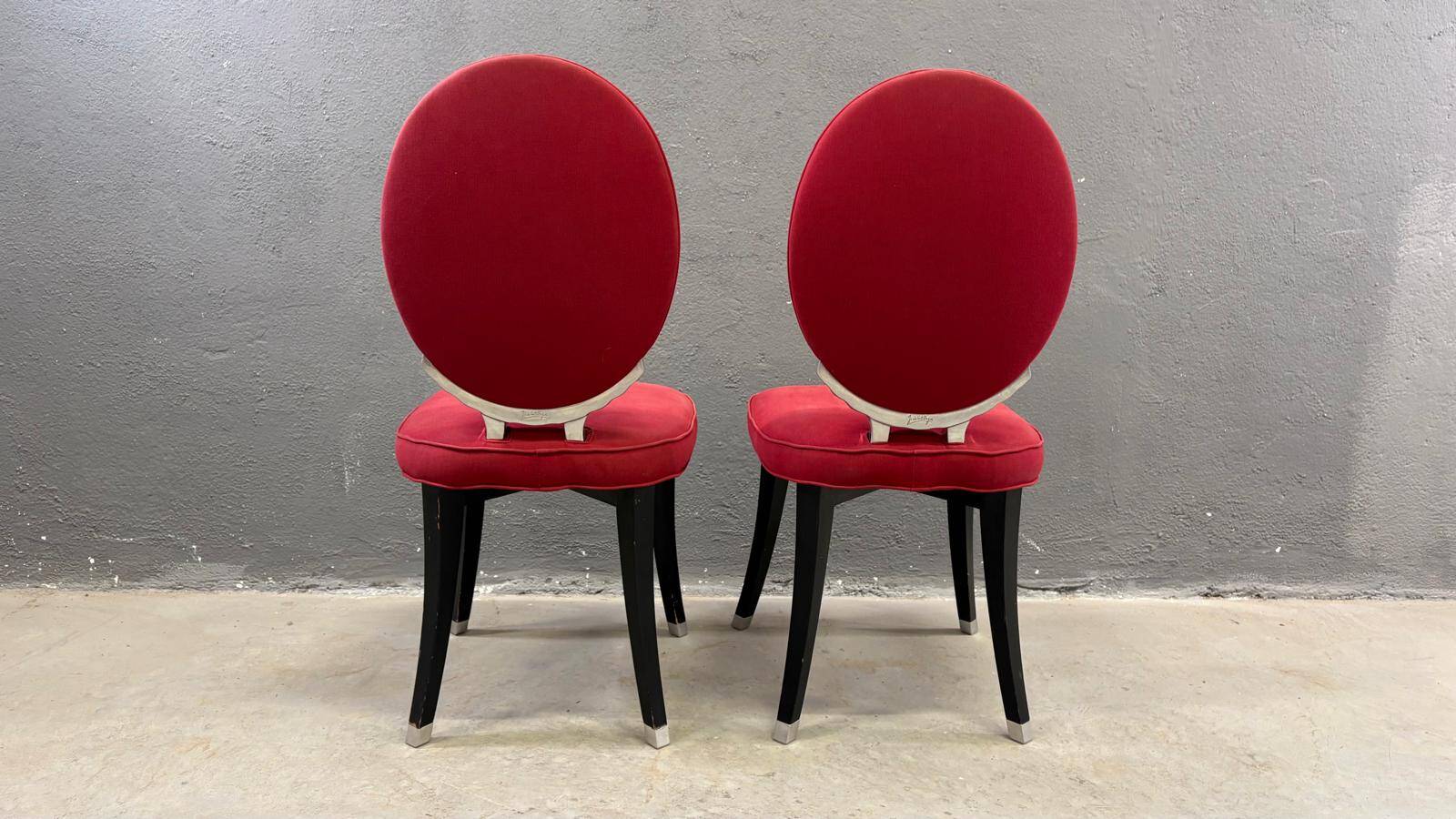 Pair of medallion chairs, Funny Valentine model, by Jean-Charles de Castelbajac, 20th century