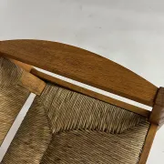 Set of 2 Vintage armchair easy chairs oak & seagrass 60s mid-century
