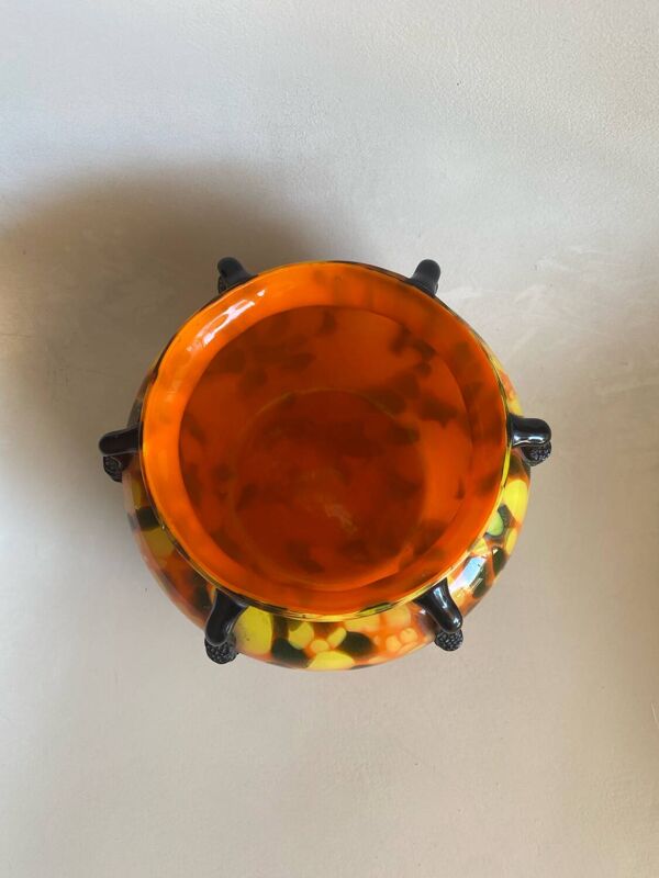 Vase art nouveau en verre moucheté