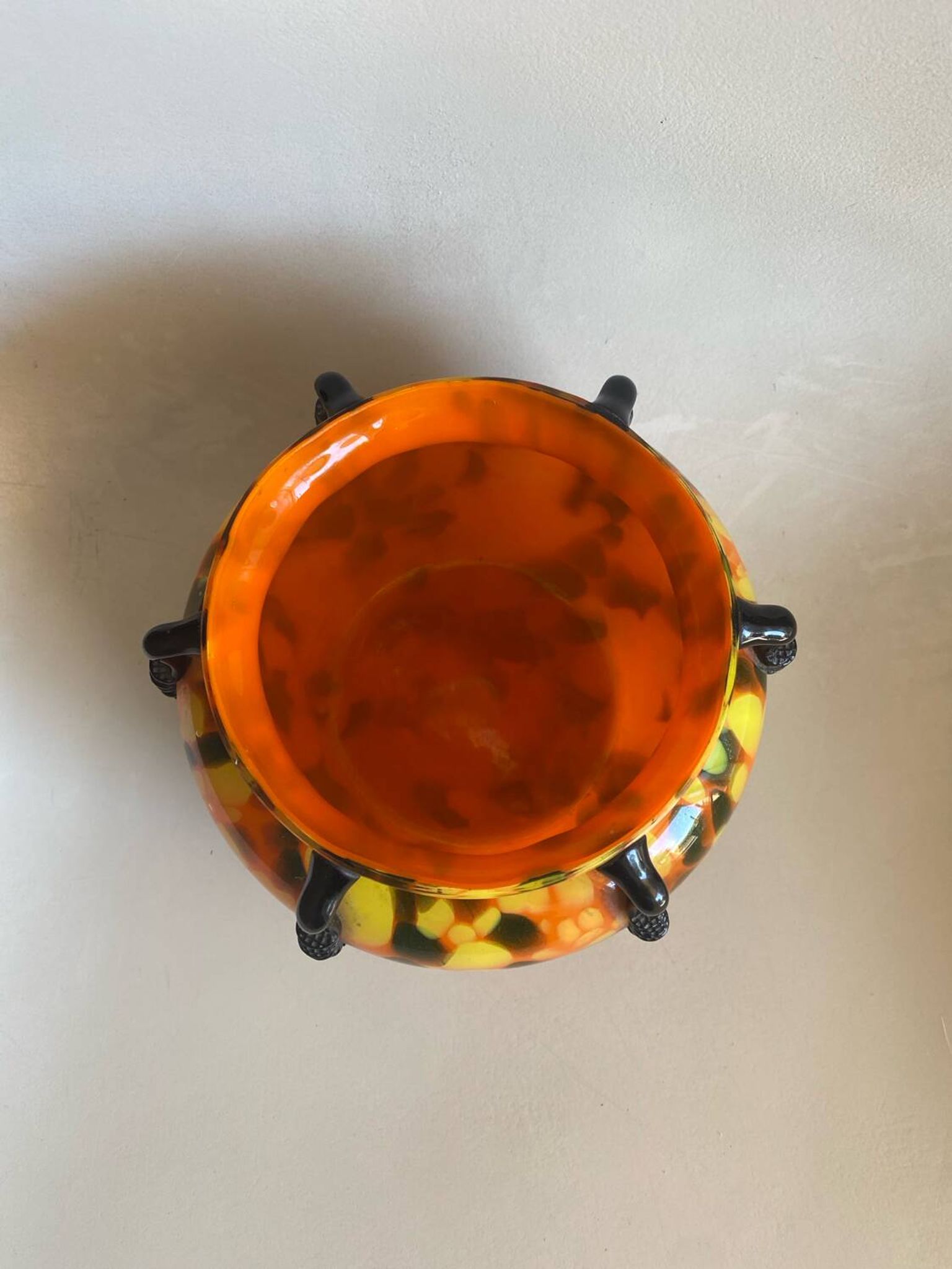 Vase art nouveau en verre moucheté