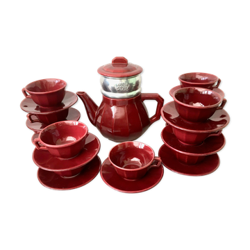 Set 12 coffee cups and vintage coffee maker