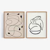 Pair of prints, abstract wall art set of two, 50x70cm