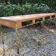 Vintage modernist table with metal tubular base