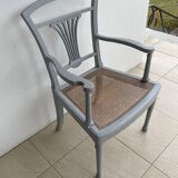 Chaise en bois, assise en rotin