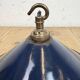 Industrial British Dark Blue Enamel Factory Pendant Lamp, 1950s