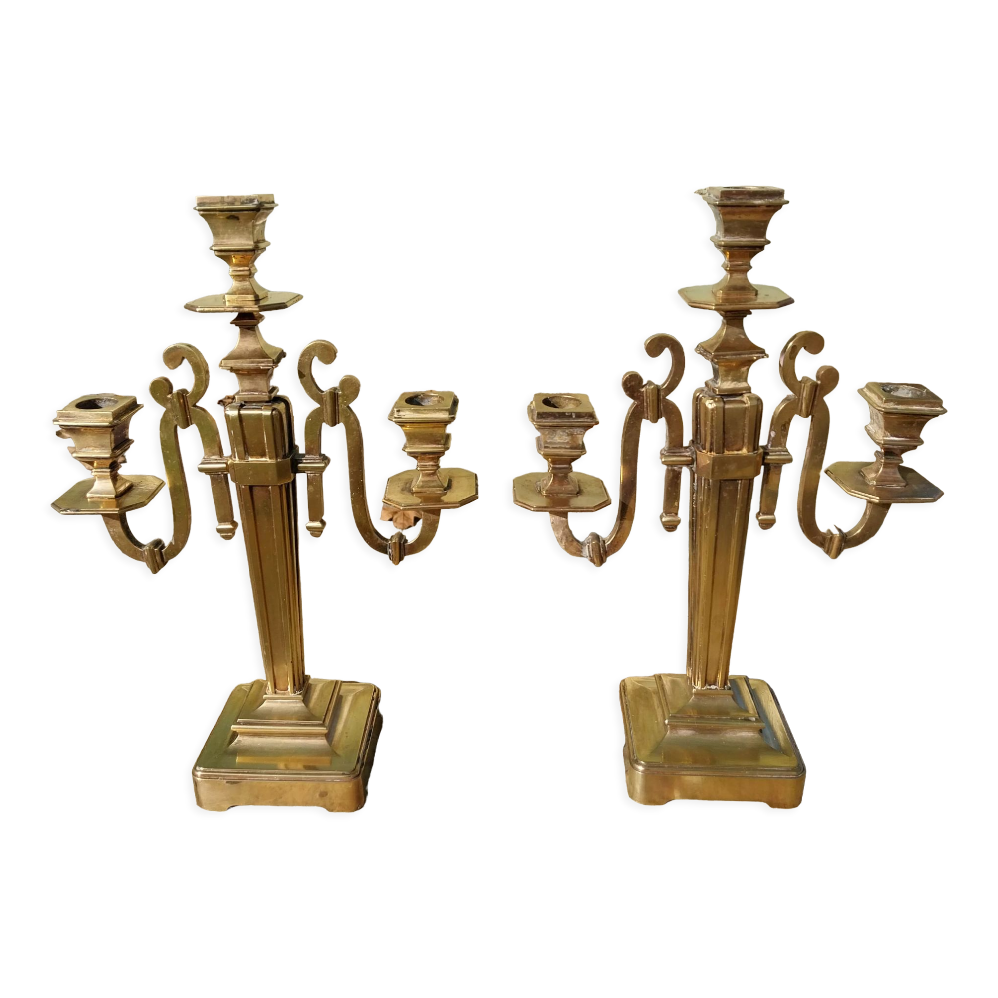 Art deco bronze candelabras