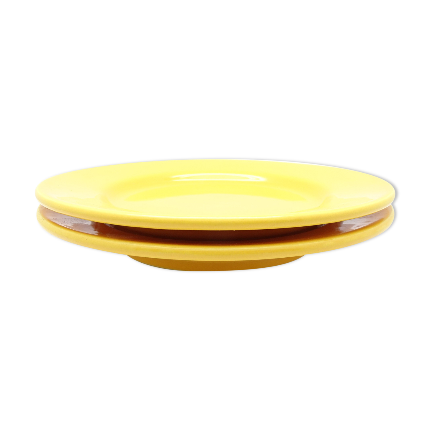 Set of 2 yellow ceramic plates