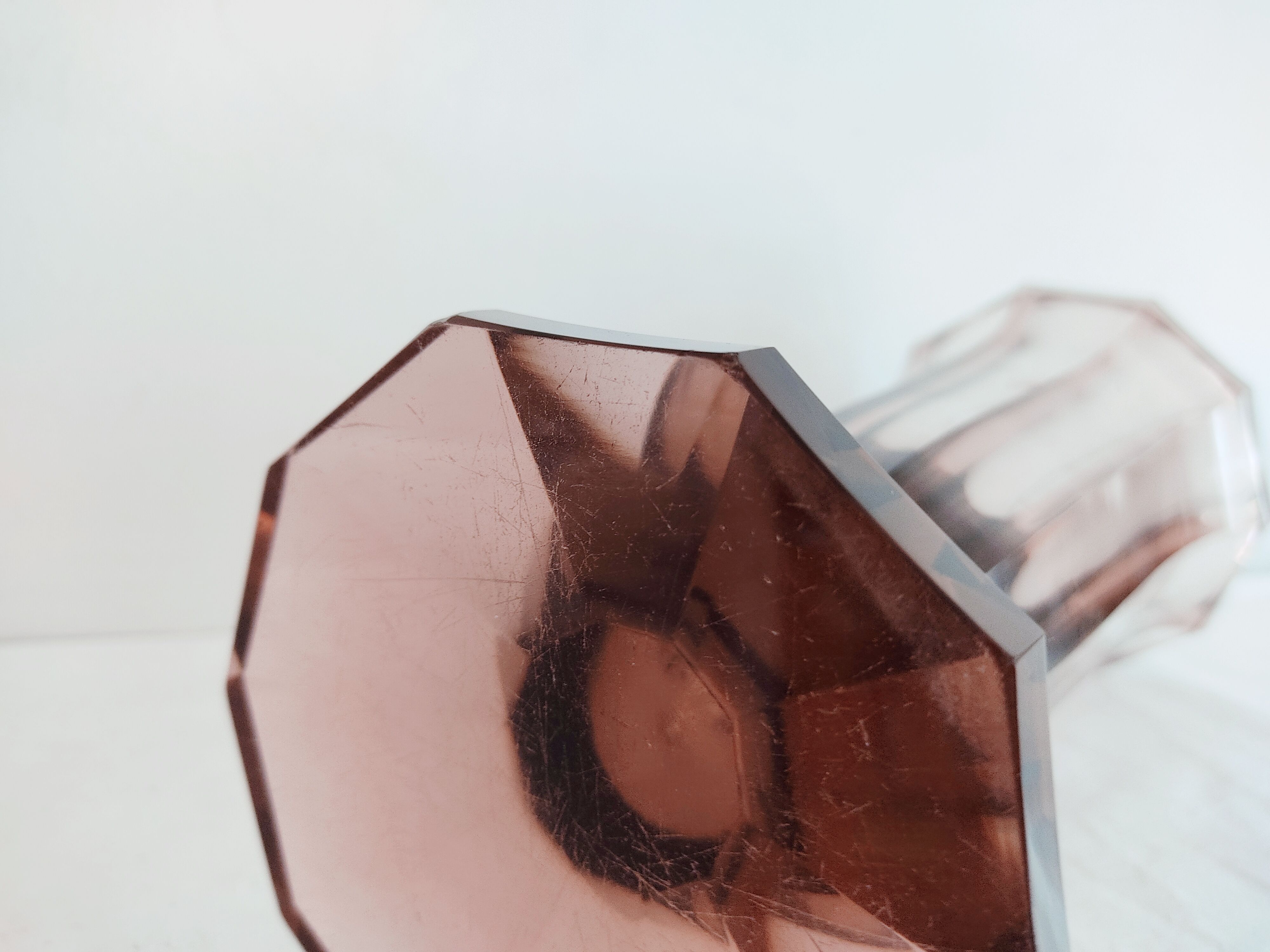 Pair of dark pink crystal vase art deco