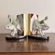 Ancien Paire Serre Livre Porcelaine Blanc Fille Femme équitation cochon Art