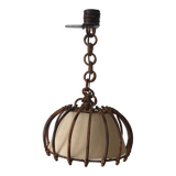 Vintage rattan pendant lamp with paper lampshade