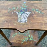 Japanese-style side table with double top flowers
