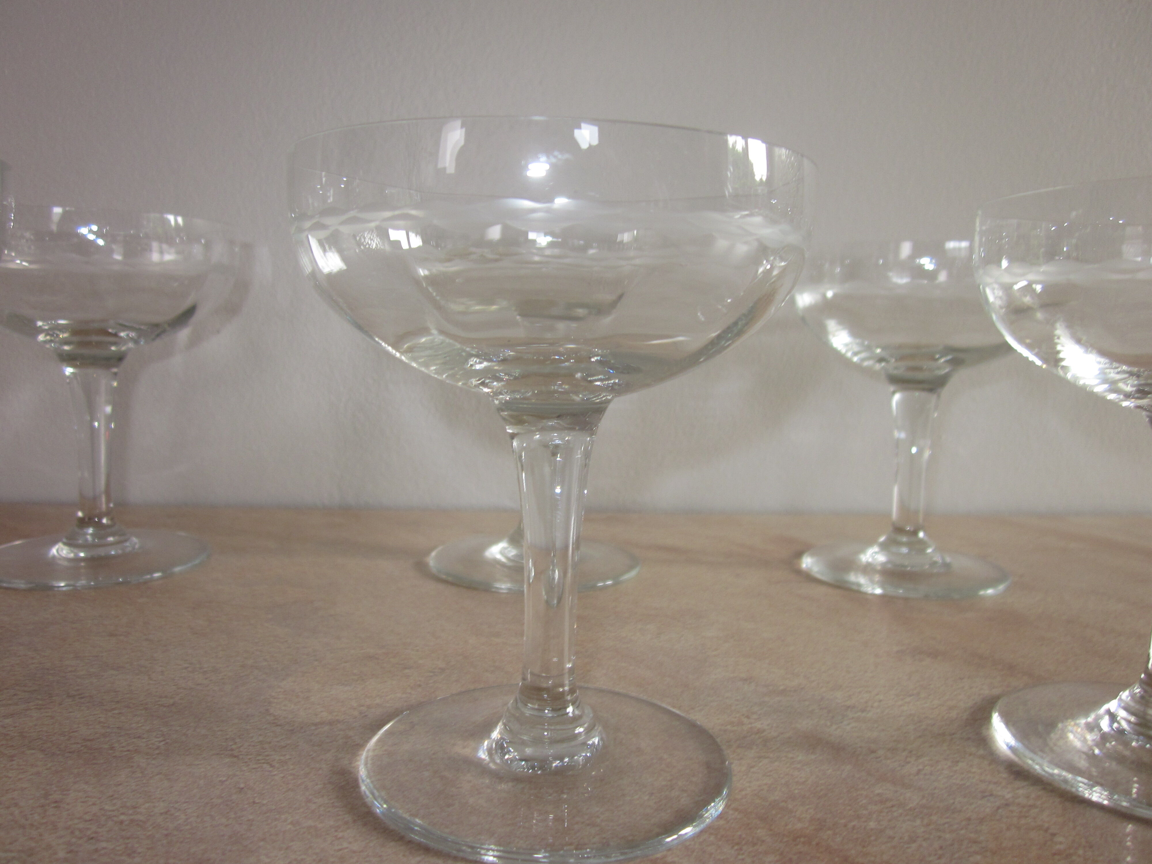6 old champagne glasses