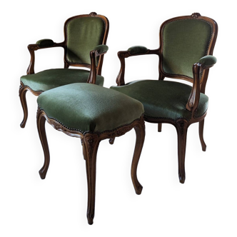 Fauteuils et repose pied Louis XV