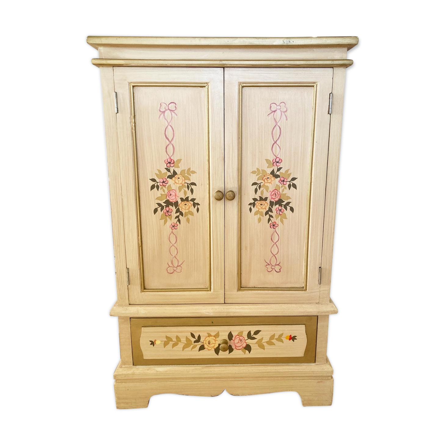2-door flowered wooden cabinet