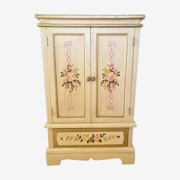 2-door flowered wooden cabinet