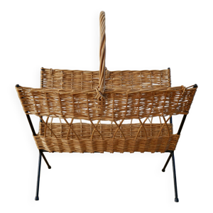 Porte-revue en rotin - noir