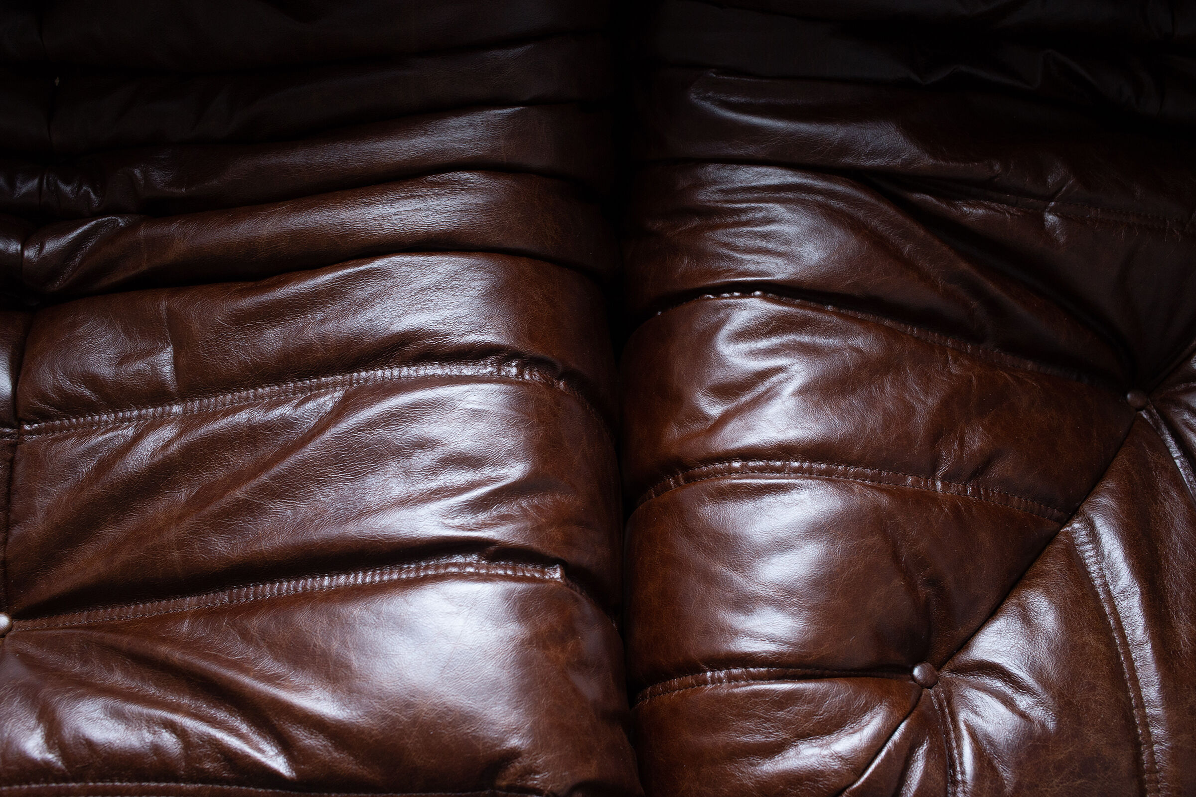 Togo brown leather set designed by Michel Ducaroy 1973